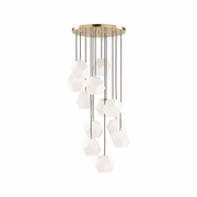 15303 Denise Mcgaha 45in. Metal/Fabric/Glass Indicus Chandelier with Antique Brass/Black/White Finish