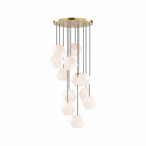15303 Denise Mcgaha 45in. Metal/Fabric/Glass Indicus Chandelier with Antique Brass/Black/White Finish