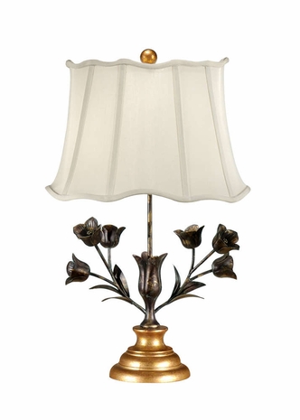16092 Wildwood Lamps Lily Lamp with Hand Made and Finished Wood, Faux Wood and Iron