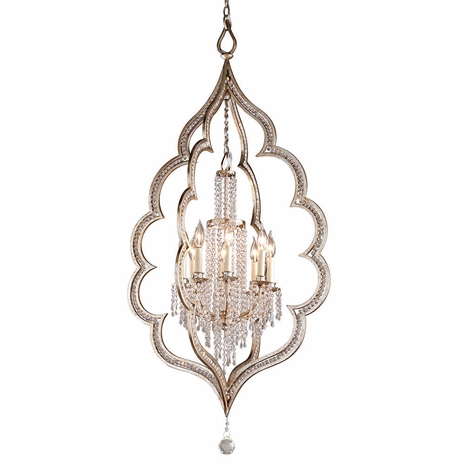 161-48 Corbett Hand-Crafted Iron 8 Light Bijoux Chandelier with Silver Leaf With Antique Mist Finish