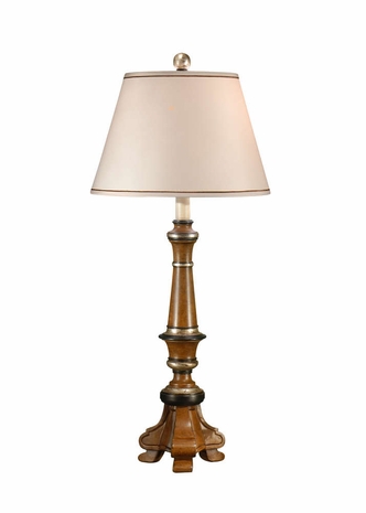 17102 Wildwood Lamps Templestick Lamp with Expresso with Silver and Black Hand Made and Finished Wood