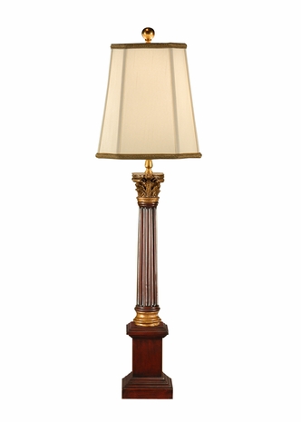 17104 Wildwood Lamps Fluted Column Lamp with Walnut and Gold Wood and Faux Wood