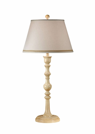 17112 Wildwood Lamps Candlestick Lamp with Old Cream Finish Wood