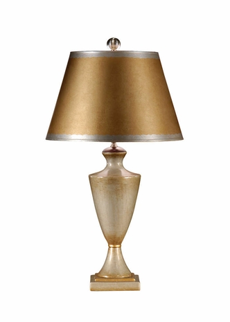 17139 Wildwood Lamps Classic Simple Urn Lamp with Hand Painted Ceramic with Wood