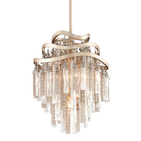 176-43-WSL Corbett Lighting Chimera 3 Lt. Pendant with Warm Silver Leaf Finish