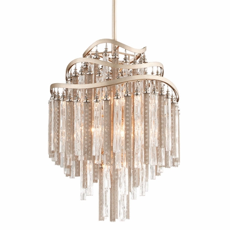 176-47 Corbett Lighting Chimera 7 Lt. Chandelier with Tranquility Silver Leaf Finish