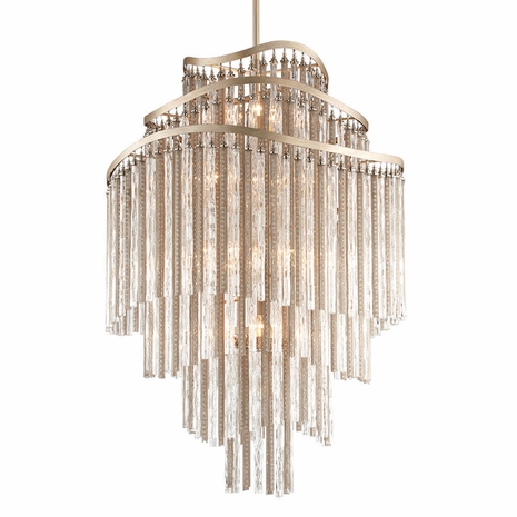 176-718 Corbett Hand-Crafted Iron 18 Light Chimera Chandelier with Tranquility Silver Leaf Finish