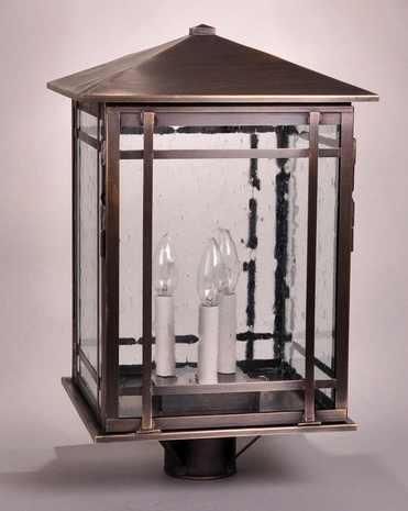 1763 Northeast Lantern Sierra (3) Light Candelabra Post Fixture With Multiple Glass & Finish Options