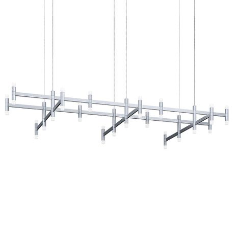 1794.16 Sonneman Systema Staccato Rectangle Pendant with Bright Satin Aluminum Finish