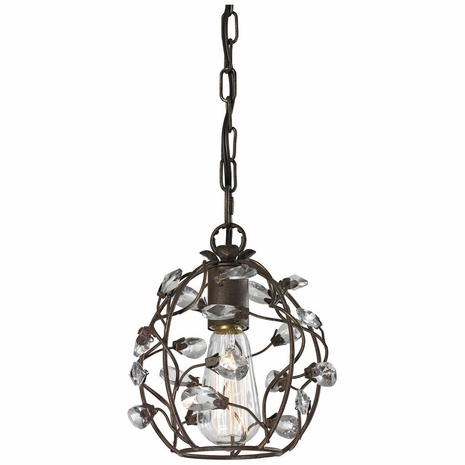 18141/1 ELK Lighting Sagemore 1-Light Mini Pendant in Bronze Rust with Crystal