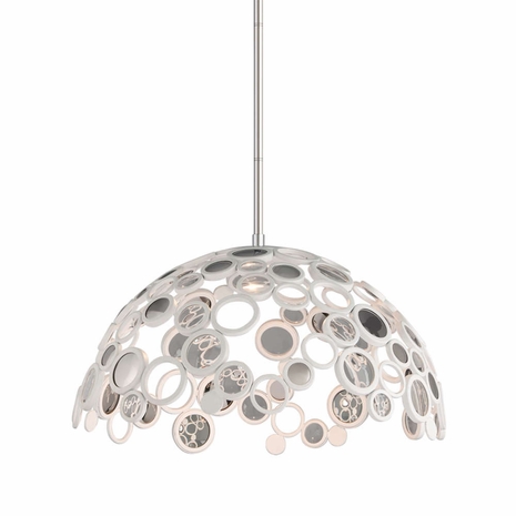 187-45 Corbett Fathom 1Lt Pendant with White With Polished Stainless Finish