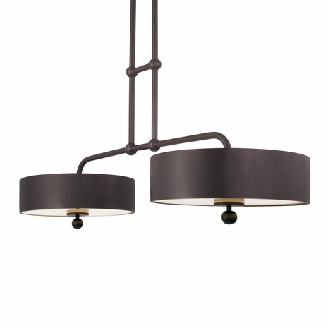 1878.24 Sonneman Transitional Billiardo 2 Light Pendant in Rubbed Bronze Finish