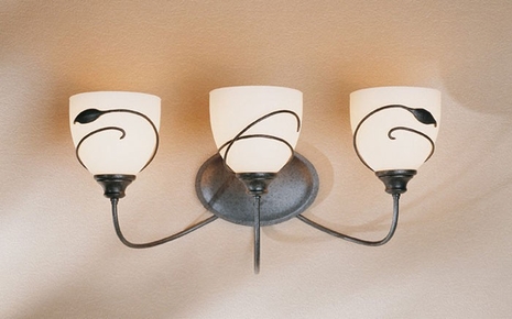 20-5233 Hubbardton Forge Twining Leaf Three-Light Wrought Iron Wall Sconce