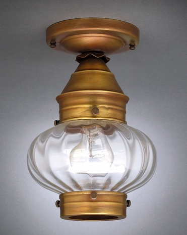 2024 Northeast Lantern Onion (1) Light Medium Base Flush Fixture With Multiple Glass & Finish Options