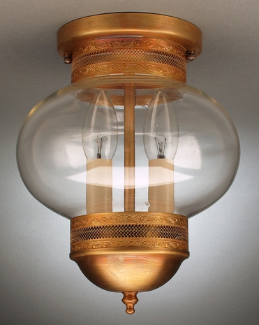2034G Northeast Lantern Onion (2) Light Candelabra Flush Fixture With Multiple Glass & Finish Options