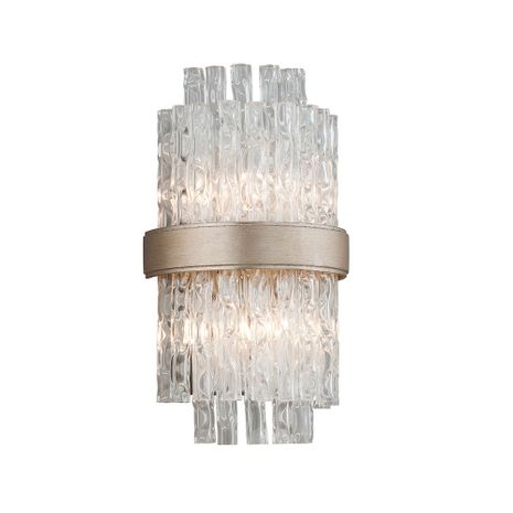 204-12 Corbett Lighting Chime 2 Lt. Wall Sconce with Silver Leaf Polished Stainless Finish