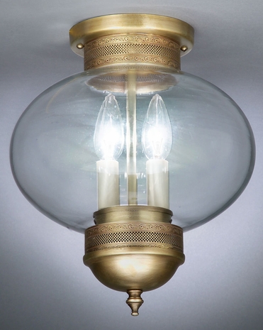 2044G Northeast Lantern Onion (2) Light Candelabra Flush Fixture With Multiple Glass & Finish Options