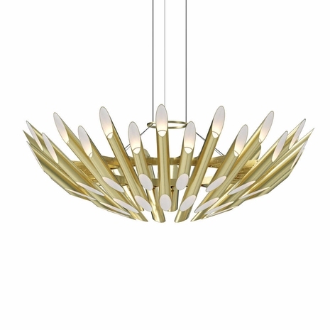 2046.38 Sonneman Chimes Round Pendant with Satin Brass Finish