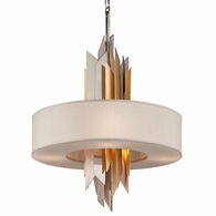 207-46-SS/WSL/GL Corbett Lighting Modernist 6 Lt. Pendant with Pol Ss W Silver/Gold Leaf Finish
