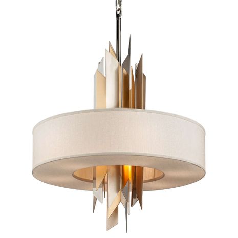 207-48 Corbett Hand-Crafted Iron And Stainless 8 Light Modernist Pendant with Pol Ss W Silver/Gold Leaf Finish
