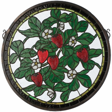 20728 Meyda Tiffany 17"W X 17"H Strawberry Medallion Stained Glass Window
