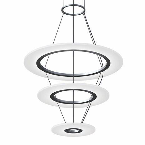 2075.16 Sonneman Arctic Rings Small Triple LED Ring Pendant with Bright Satin Aluminum Finish