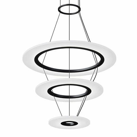 2075.25 Sonneman Arctic Rings Small Triple LED Ring Pendant with Satin Black Finish
