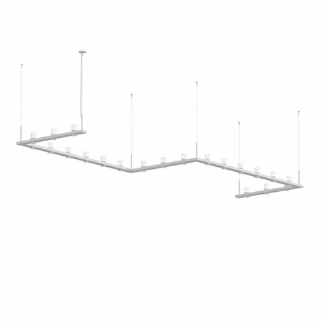 20QWZ46B Sonneman Intervals Systems 4' x 16' Zig-Zag LED Pendant with Clear w/Cone Uplight Trim with Satin White Finish