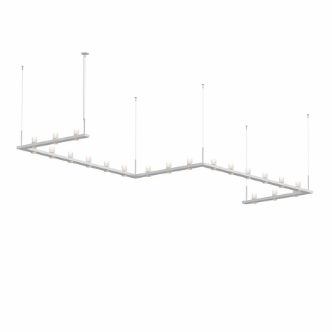 20QWZ46C Sonneman Intervals Systems 4' x 16' Zig-Zag LED Pendant Etched Cylinder Uplight Trim with Satin White Finish