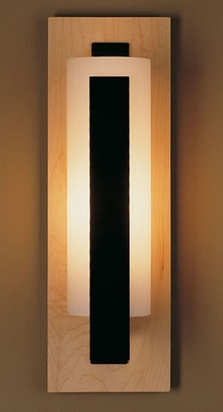 21-7185-MP-10-G65-R Hubbardton Forge Vertical Bar Wrought Iron ADA Wall Sconce on Maple Return Product