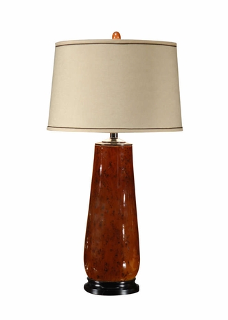 21150 Wildwood Lamps Old Wood Vase Lamp with Hand Painted Lacquer on Porcelain