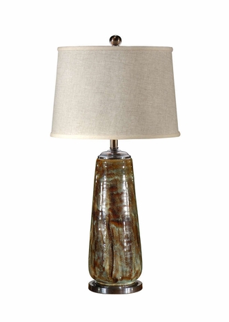 21178 Wildwood Lamps Old Rusted Green Lamp with Hand Glazed Earthenware Ceramic