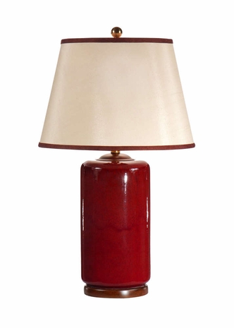 21215 Wildwood Lamps Cannister Lamp with Hand Glazed Earthenware Walnut Mounting