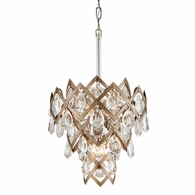 214-44-SGL/SS Corbett Lighting Tiara 3 Lt. Pendant with Silver & Gold Leaf & Stainless Finish
