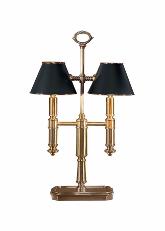 2146 Wildwood Lamps Dual Desk Lamp with Cast Brass with Brass Shades