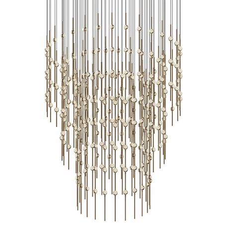 2174.38C Sonneman Constellation Systems 48" Centaurus Pyramid LED Pendant with Satin Brass Finish