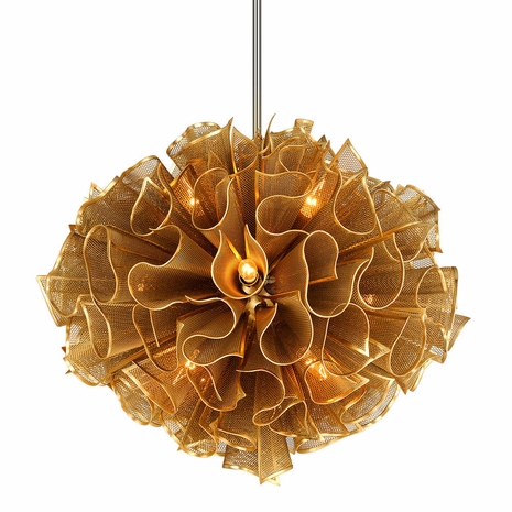 218-412-GL Corbett Lighting Pulse 12 Lt. Chandelier with Gold Leaf Finish