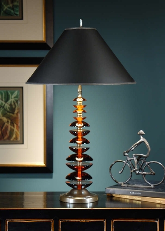 22045 Wildwood Lamps Graduated Amber Lamp with Amber Crystal with Iron