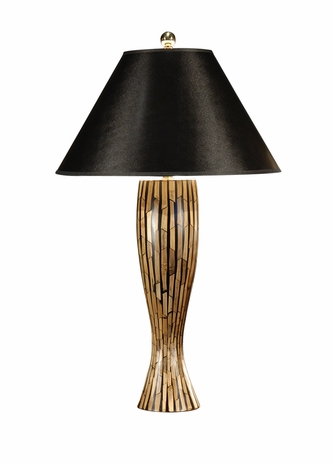 22048 Wildwood Lamps Inlaid Pattern Lamp with Natural Materials Inlaid Into Cast Faux Stone