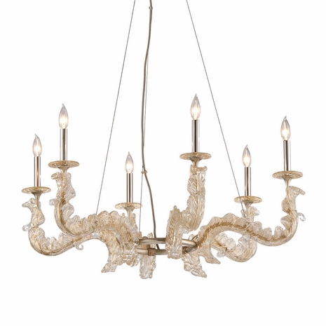 221-06 Corbett Cielo 6Lt Chandelier with Hand-Crafted Iron And Stainless Finish