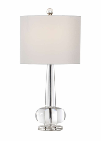 22157-2 Wildwood 28in. Solid Lead Crystal Abbey Lamp with Linen Shade and Clear Finish