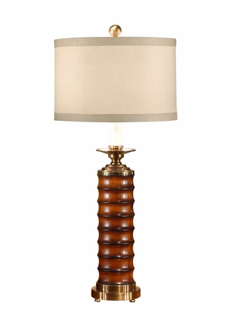 22179 Wildwood Lamps Waves on Wood Lamp with Hand Colored Wood with Antique Brass