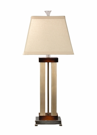 22180 Wildwood Lamps Fluted Wood Lamp with Hand Finished Wood with Brushed Nickel