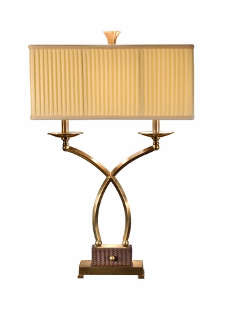 22181 Wildwood Lamps Swaying Squares Lamp with Antique Patina Brass and Faux Wood