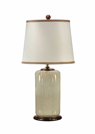 22214 Wildwood Lamps Off White and Nice Lamp with Hand Glazed Porcelain with Wood