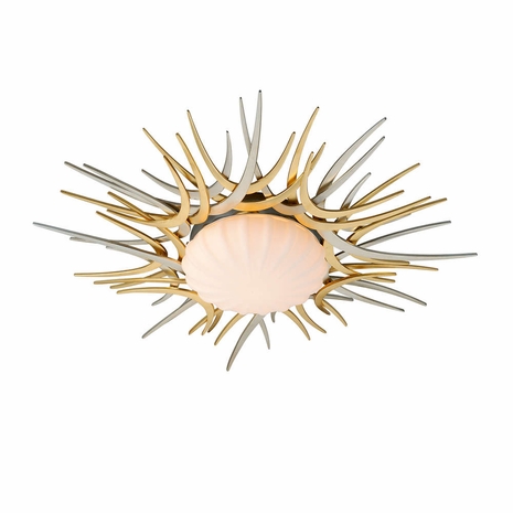 224-31 Corbett Lighting Helios 1 Lt. Flush Mount with Gold And Silver Leaf Finish