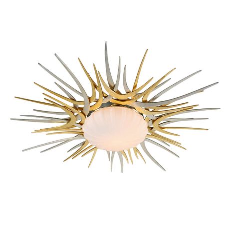 224-32-GL/SL Corbett Lighting Helios 1 Lt. Flush Mount with Gold And Silver Leaf Finish
