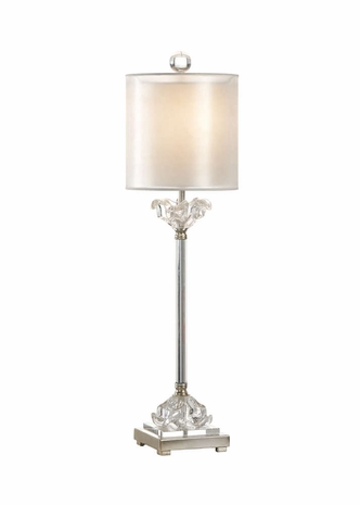 22428 Wildwood 35in. Metal Celine Lamp with Silkette Shade and Brushed Nickel/Clear Finish