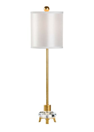 22463 Wildwood 32in. Iron Eloise Buffet Lamp with Silkette Shade and Antique Gold Leaf/Clear Finish