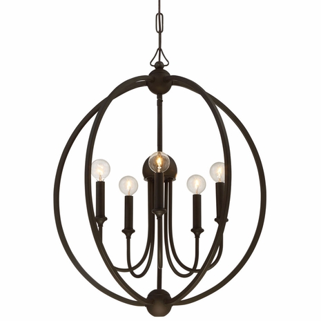 2247-DB_NOSHADE Crystorama Libby Langdon for Crystorama Sylvan 5 Light Dark Bronze Chandelier